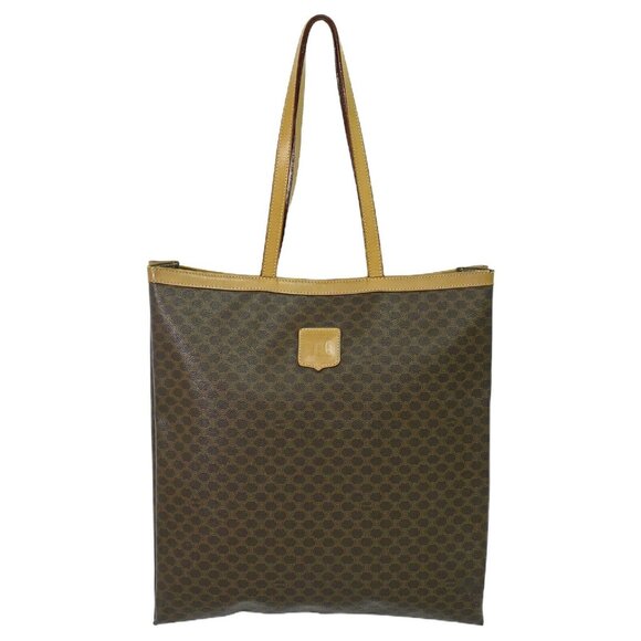 CELINE Macadam PVC Shoulder Tote Bag Brown Gold